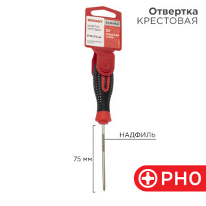 Отвертка крестовая PH0х75мм, трехкомпонентная рукоятка, сталь S2 12-4726-1