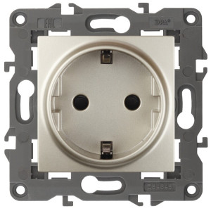 14-2101-04 Розетка 2P+E Schuko, 16A-250В, IP20, Elegance, шампань (10/100/2800) Б0034268