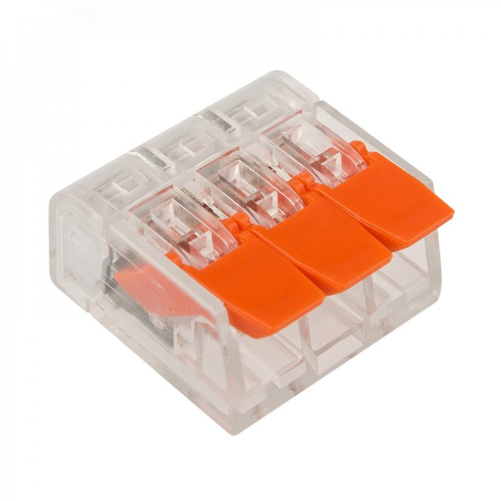 Изображение товара Клемма компактная многоразовая 221-413 3-проводная 0.14-4.0кв.мм 07-5203