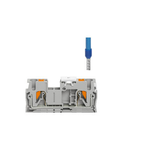 Проходная клемма UPT-2.5-BE, Проходная клемма, тип фиксации провода: Push-in, номинальное сечение: 2,5 мм кв., 24A, 800V, ширина: 5,2 мм, цвет: синий, тип монтажа: DIN35