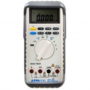 APPA 106, Цифровой мультиметр с автоматическим выбором пределов измерений, особенности: измерение частоты вращения RPM, измерение температуры, USB интерфейс
