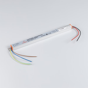 Блок питания ARV-24024-LONG-D (24V, 1A, 24W) 026420(1), Источник напряжения с гальванической развязкой для светодиодных изделий. Входное напряжение 200-240 VAC. Выходные параметры: 24 В, 1 А, 24 Вт. Встроенный PFC >0,5. Негерметичный алюминиевый корпус IP 20. Габаритные размеры длина 288 мм, ширина 18 мм, высо