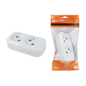 Колодка розеточная 2 гнезда 2П б/з 10А 250В белая SQ1806-0012