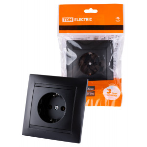 Розетка 2П+З 16А 250В с защ. шт. графит "Лама" SQ1815-0611