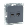 Механизм розетки RJ45 - 2шт, (cat5), графит Эпика EKF UP1-SOG-2RJ45-5