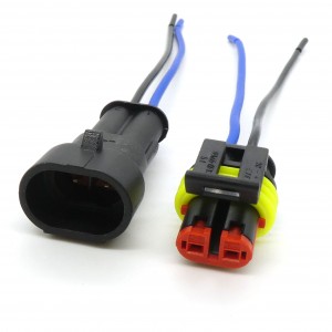 штекер+гнездо, 2контакта, IP66, Колодка соединительная штырь + гнездо IP66 комплект с проводом 0.5 мм2,  2 контакта