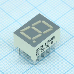 SC39-11SRWA, 1 разрядный индикатор 9,9мм/красный/640нм/4.7-16мкд/ОК