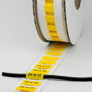 Маркер плоский MFSS-2X-4-15-Y, Маркер термоусадочный, для маркировки и изоляции проводов и кабелей, длина 15 мм, диаметр провода: 4 - 2 мм, цвет желтый, для принтера: RT200, RT230, в упаковке 900 маркеров