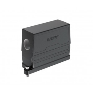 Крышка разъема HPR24B-SOH-2B-2M32, Крышка разъема на кабель, типоразмер 24B, высокое исполнение, без уплотнителя, 2 отверстия с резьбой для кабельных вводов M32x1,5, с боковым расположением, винтовая фиксация разъемного соединения, материал корпуса: алюминиевый сплав