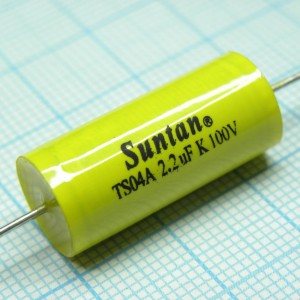 TS04A02A225KSB000R, Конденсатор металлоплёночный полиэтилентерефталатный 2.2мкФ 100В ±10% (26х11мм) аксиальные выводы 105°C россыпь