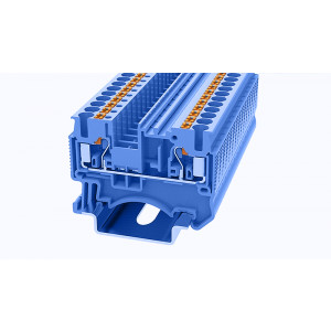 DS2.5-01P-12-00Z(H), Проходная клемма, тип фиксации провода: Push-in, номинальное сечение: 2.5 мм кв., 24A, 800V, ширина: 5,2 мм, цвет: синий, втычная перемычка, тип монтажа: DIN35