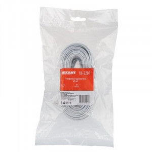 Телефонный шнур, удлинитель RJ-11(6P-4C), длина 20 метров, белый 18-3201