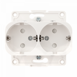 Розетка 2-м СП Стокгольм 16А IP20 с заземл. защ. шторки механизм бел. PROxima EYR16-128-10