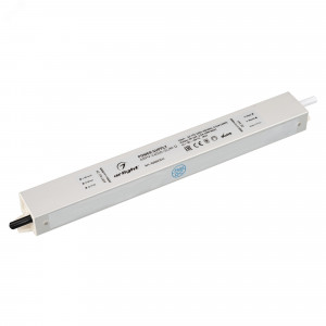 Блок питания ARPV-24060-SLIM-D (24V, 2.5A, 60W) 025027(1), Источник напряжения с гальванической развязкой для светодиодных изделий. Входное напряжение 170-265 VAC. Выходные параметры: 24 В, 2,5 А, 60 Вт. Встроенный PFC >0,5. Герметичный алюминиевый корпус IP 67. Рабочая температура -30…+50C?. Габаритные размеры д