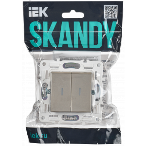 SKANDY Выключатель 2-клавишный проходной с индикацией 10А SK-V10Sh шампань IEK SK-V22-1-10-K37
