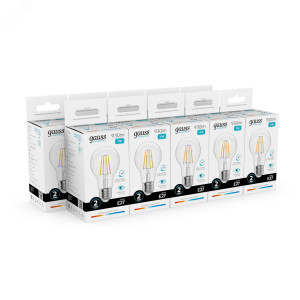 Лампа светодиодная филаментная LED 11 Вт 930 лм 4100К А60 груша нейтральный E27 AC 220В прозрачная колба Elementary 22221