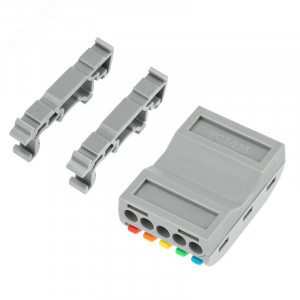 Клемма СМК 222-425D проходная 5-полюсная, с креплением на DIN-рейку (0,08-4 мм2) серая 07-5236