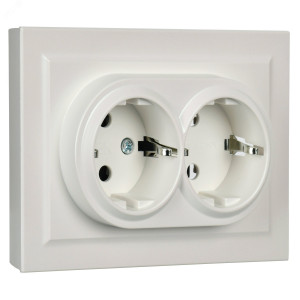 Розетка 2-м СП BRITE РС12-3-БрЖ 16А в сборе с заземл. без защ. шторок жемчуж. BR-R21-16-K36-F