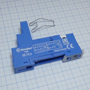 95.75.9SMA, Розетка для реле 40.51, 40.52, 40.61, 40.62, 44.52, 44.62 и модуля 99.01; с комбинированными контактами; с металлическим фиксатором; винтовые зажимы; синяя; 10А