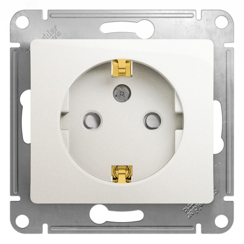 Изображение товара Розетка силовая с заземлительной шторкой IP20 16А перламутровая SE GSL000645
