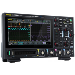 DHO924S, Цифровой осциллограф, 4 кан., 250 МГц, 12 бит, 1,25 Гвыб/с (1 кан.), 50 Мточек (1 кан.), 1 млн. осц/с, от 200 мкВ/дел, RS232/UART, I2C, SPI, CAN, LIN, генератор: 1 кан./25 МГц, 16 каналов (требуется PLA2216),  сенсорный дисп.: 7’, USB, LAN , USB T