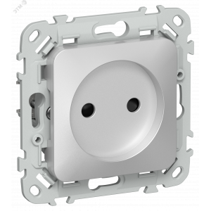 FLITE Розетка без заземления с защитными шторками безвинтовое крепление 10А РСш01-1-ФлА алюминий IEK FI-R13-10-1-K47