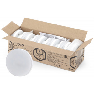 Лампочка светодиодная RED LINE ECO LED GX-6W-827-GX53 (10-PACK) GX53 6Вт таблетка теплый белый свет Б0036545