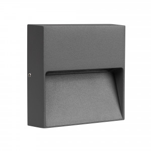 Светильник LGD-TRACE-S100x100-4W Warm3000 (GR, 65 deg, 230V) 029960, Светодиодный накладной квадратный светильник для стен, лестниц, 4Вт. Цвет ТЕПЛЫЙ БЕЛЫЙ 3000K, св.поток 160лм, CRI(Ra)>80, угол 65°, асимметричный свет. Размер 100x100x30мм. Влагозащищенный корпус IP65, алюминий серого цвета. Питание AC230V, 4Вт