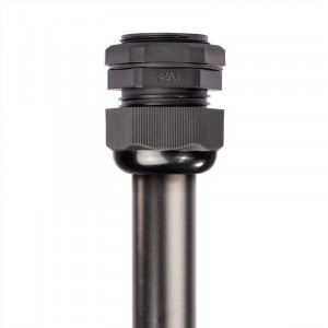 Ввод кабельный пластиковый PG 7 (3-6.5 мм) черн, Ввод кабельный герметичный пластиковый с трубной резьбой PG7, нейлон 6.6, прямой, черный, IP68, для кабелей и проводов диаметром от 3 до 6.5 мм в корпусах электрического оборудования