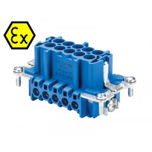 Контактная вставка 72.311.1053.9, Вилочная контактная вставка взрывозащищенного разъема REVOS Ex, Size 10, винтовая фиксация, с защитой провода, 10 полюсов + РЕ, 90 V, до 16 A, тип покрытия контактов: золото