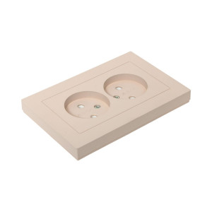 Механизм розетки двойной, 16А, без заземления, без шторок, с рамкой, кремовый Эпика EKF UP1-SOI-200