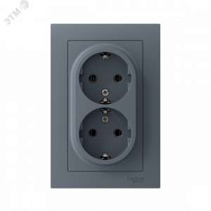 Розетка 2-м СП AtlasDesign 16А IP20 с заземл. в сборе грифель SE ATN000724