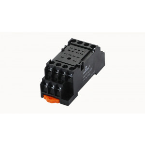 DPYF14A-E3-00Z(H), Колодка для реле DRPE-4C, 7A, 300V, фиксация провода: с вилочным наконечником с защитой от прикосновения, пластик, цвет: черный, монтаж на DIN рейку