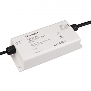 Контроллер SMART-K34-RGBW-WP (12-36V, 4x5A, 2.4G) 029919, Влагозащищенный (IP67) контроллер для светодиодной RGBW ленты (ШИМ). Питание/рабочее напряжение 12-36VDC, максимальный ток 5A на канал, 4 канала, максимальная мощность 240-720W. Корпус - PVC. Габариты 176х78х38 мм. Управляется пультами и панелями серии SM