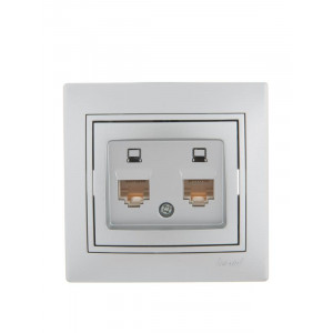 Розетка компьютерная 2-м СП Mira RJ45 сер. метал. 701-1010-141