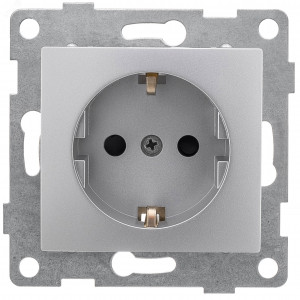 Розетка 1-м СП Bravo 16А 250В с заземл. защ. шторки механизм серебр. С10Р4-004