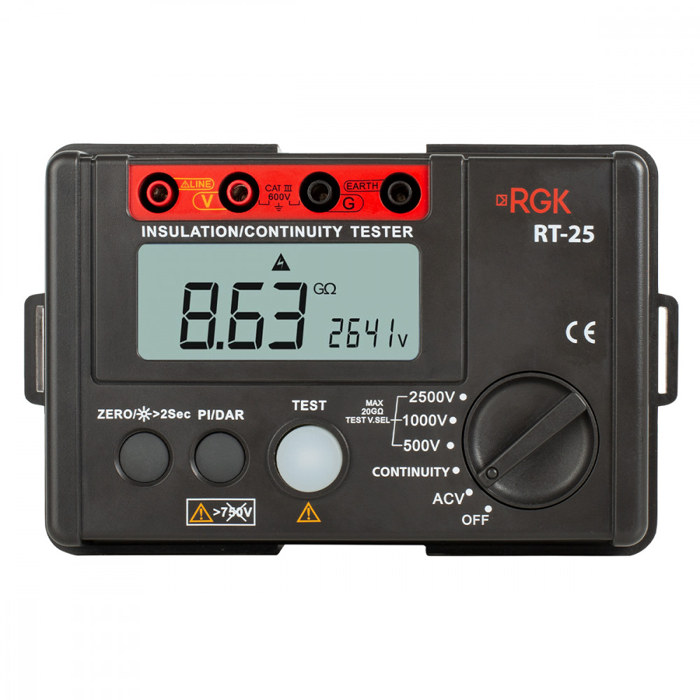 Изображение товара RT-25 RGK - мегаомметр 0, 01 МОм-20 ГОм, 500/1000/2500 В