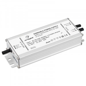 Блок питания ARPV-UH24240-PFC-0-10V (24V, 10.0A, 240W) 024143(1), Диммируемый источник напряжения по стандарту 0-10 В с гальванической развязкой для светодиодных изделий. Входное напряжение 120-240 VAC. Выходные параметры: 24 В, 10 А, 240 Вт. Встроенный PFC >0.95. Герметичный алюминиевый корпус IP 67. Рабочая температур