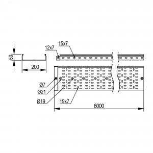 Лоток перфорированный 50x200х6000, 1,0 мм, горячеоцинкованный SPV60520HDZ