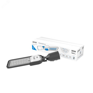 Светильник уличный Qplus 80W 9600lm 5000K 120-260V IP65 455*180*49мм черный КСС 