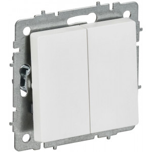BRITE Выключатель 2-клавишный проходной 10А ВС10-2-6-БрАБ арктический белый IEK BR-V22-0-10-K91