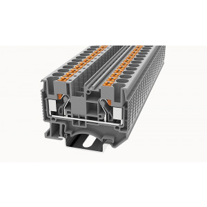 Проходная клемма DS6-01P-11-00Z(H), Проходная клемма, тип фиксации провода: Push-in, номинальное сечение: 6 мм кв., 41A, 1000V, ширина: 8,2 мм, цвет: серый, тип монтажа: DIN35, втычная перемычка,