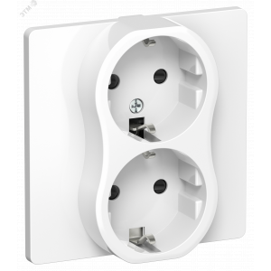 FLITE Розетка 2-местная с заземлением с защитными шторками 16А в сборе РСш12-0-К-ФлБ белый IEK FI-R24C-16-K01