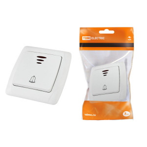 Кнопка звонковая с подсветкой 6А белая "Онега" SQ1805-0008