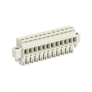 Розетка Wiecon 8813 B / 12 VR F, Розеточный разъем, прямой, на кабель, шаг: 3.81 мм, 12 полюсов, фиксация провода винтовая, исполнение: с маркировкой, с монтажными фланцами, 250V, 8А, цвет: серый