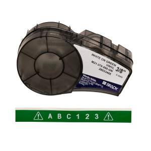 brd142802, M21-375-595-GN лента 9.53 мм/6.4 м, винил, белый на зеленом