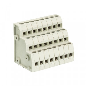 Клемма 8195 D/8/24 OB, Клемма, 3 этажа, горизонтальный подвод кабеля, на плату, шаг: 5.0 мм, 24 полюса, фиксация провода винтовая, исполнение: без маркировки, 300V, 10A, цвет: серый