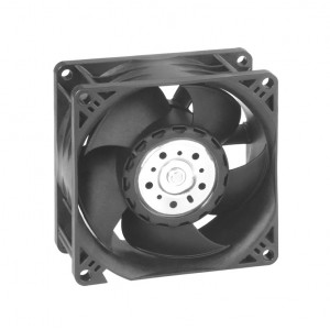 8214JN, Вентилятор аксиальный постоянного тока 24В, 80x80x38 мм, подшипник качения, подключение-провод, уровень шума 55 дБа, воздушный поток 132 куб.м/ч, 8400 об/мин