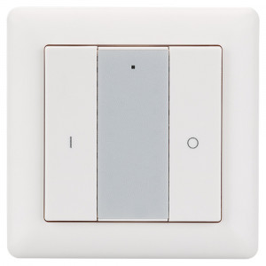 Панель Knob SR-2853K2-RF-UP White (3V, DIM, 1 зона) 021458, Однозонный накладной диммер-выключатель, работает по радиоканалу (короткое нажатие - включение, длинное нажатие - диммирование). Используется с контроллерами серии SR-1009х. Питание - литиевая батарейка 3V CR2450. К одному контроллеру SR-1009х можно привя