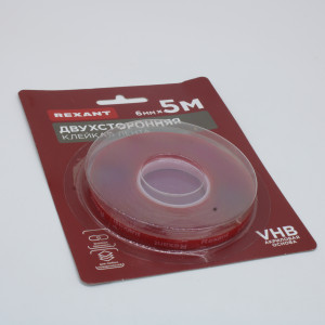 Лента клейкая двухсторонняя прозрачная, на VHB акриловой основе, 6 мм х 5 м
